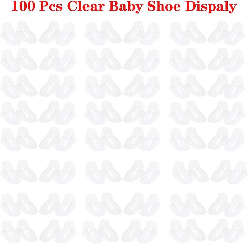 Ostlttyn Baby Shoes Display Baby Booties Forms Baby Sock Display, 100Pcs 9cm Clear Plastic Baby Feet Display Durable Toddler Crochet Baby Shoes Holder, Blue - Image 4